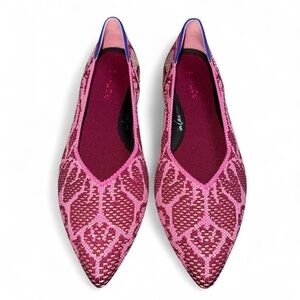 Rothy’s The Point Flats Pink Pattern Knit womens Size 10.5 Washable Slip-On
